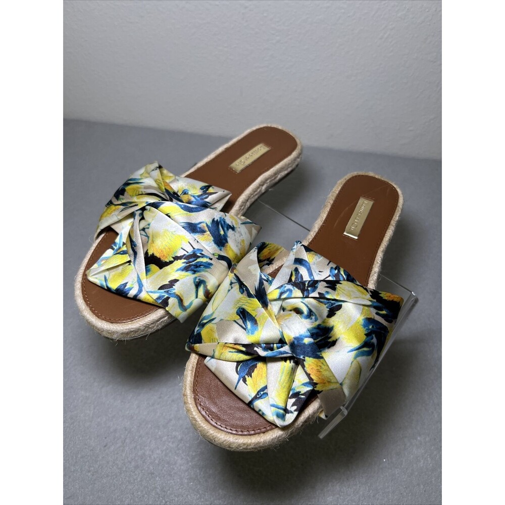 Louise Et Cie Floral Satin Twist Bow Slides Sandal Women's Size 7M Camille